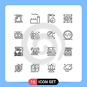 16 Creative Icons Modern Signs and Symbols of picture, creative, industrial plant, dvd, compact