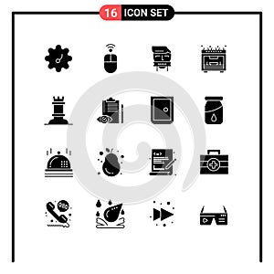 16 Creative Icons Modern Signs and Symbols of quality control, figure, opponent, chess, microwave