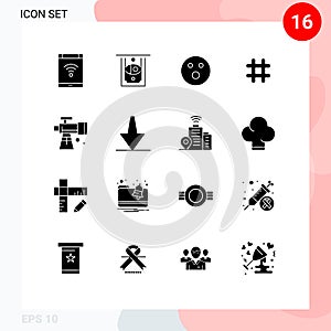 16 Creative Icons Modern Signs and Symbols of scope, twitter, golfball, tweet, follow
