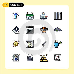 16 Creative Icons Modern Signs and Symbols of stationary, education, support, gird, help