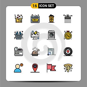 16 Creative Icons Modern Signs and Symbols of water, bathroom, sale, bath, starbucks