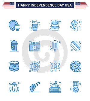 16 Creative USA Icons Modern Independence Signs and 4th July Symbols of american; limonade; food; american; flying