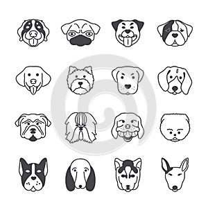 16 dogs icon vector