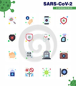 16 Flat Color viral Virus corona icon pack such as virus, safety, online, protection, virus