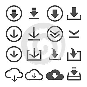 16 icon download round and flat line