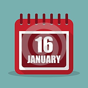 16 january calendar in a flat design. MLK day. Vector illustration