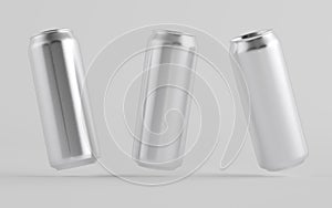 16 oz. / 500ml Aluminium Beer / Soda / Energy Drink Can Mockup - Three Cans.  3D Illustration