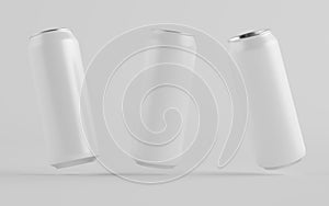 16 oz. / 500ml Aluminium Can Mockup - Three Cans. Blank Label.  3D Illustration