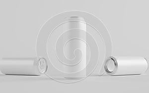 16 oz. / 500ml Aluminium Can Mockup - Three Cans. Blank Label.  3D Illustration