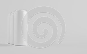 16 oz. / 500ml Aluminium Can Mockup - Three Cans. Blank Label.  3D Illustration