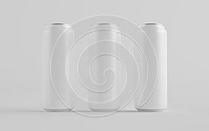 16 oz. / 500ml Aluminium Can Mockup - Three Cans. Blank Label.  3D Illustration