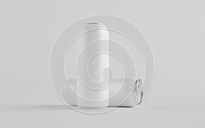 16 oz. / 500ml Aluminium Can Mockup - Two Cans. Blank Label.  3D Illustration