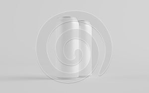 16 oz. / 500ml Aluminium Can Mockup - Two Cans. Blank Label.  3D Illustration