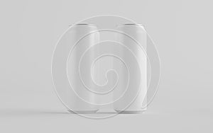 16 oz. / 500ml Aluminium Can Mockup - Two Cans. Blank Label.  3D Illustration