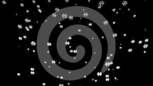 16 seconds fake snowflakes falling on black background HD video