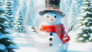 16 seconds snowy happy snowman scene Christmas holiday HD video festive