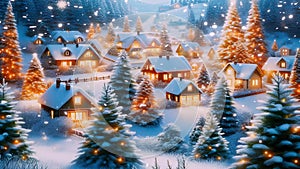 16 seconds snowy village scene Christmas holiday HD video 1920 1080