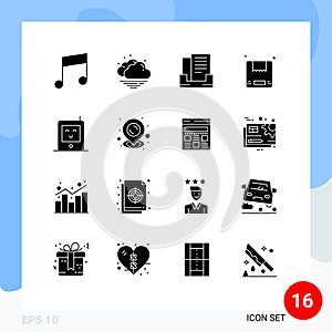 16 Solid Glyph concept for Websites Mobile and Apps streamline, map, box, radio, baby