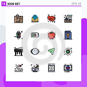 16 Thematic Vector Flat Color Filled Lines and Editable Symbols of consulting, switch, connection, power, love