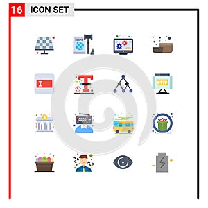 16 Thematic Vector Flat Colors and Editable Symbols of design, layout, marketing, form, kitchen