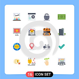 16 Thematic Vector Flat Colors and Editable Symbols of online support service, field, develop, basketball, security