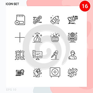 16 Thematic Vector Outlines and Editable Symbols of develop, analysis, marketing, waste, plastic