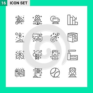 16 Thematic Vector Outlines and Editable Symbols of environment, agriculture, tea, fall, analytics