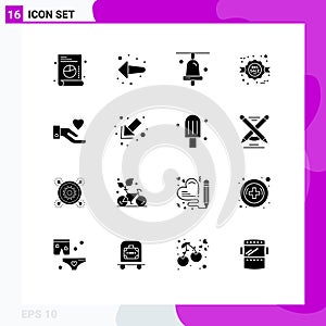 16 Thematic Vector Solid Glyphs and Editable Symbols of down, love, school, heart, sale