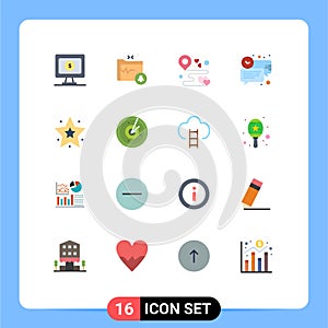 16 Universal Flat Colors Set for Web and Mobile Applications favorite, message, location, clock, bubble