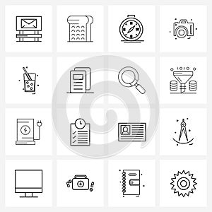 16 Universal Icons Pixel Perfect Symbols of photography, camera, market, camera, map