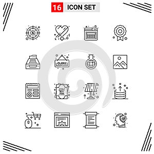 16 Universal Outline Signs Symbols of database, accounts, page, accounting, quality