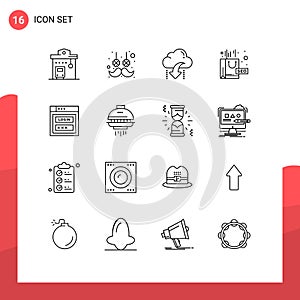 16 Universal Outline Signs Symbols of seo package, package, flower, complex, arrow