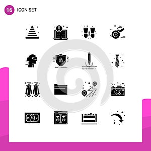 16 Universal Solid Glyphs Set for Web and Mobile Applications business, soccer, binocular, referee, whistle