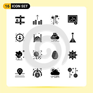 16 Universal Solid Glyphs Set for Web and Mobile Applications select, head, headset, choose, new