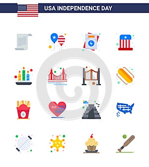 16 USA Flat Signs Independence Day Celebration Symbols of candle; kids; america flag; entertainment; wedding