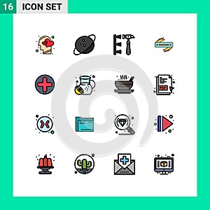 16 User Interface Flat Color Filled Line Pack of modern Signs and Symbols of sign, blade, screw, sharp, knife