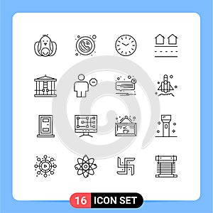 16 User Interface Outline Pack of modern Signs and Symbols of decapitate, real, telephone, housing, estate