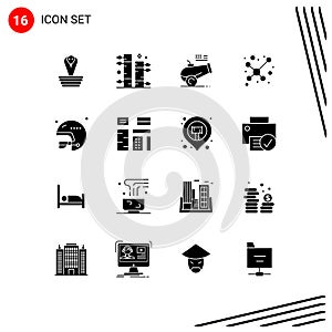 16 User Interface Solid Glyph Pack of modern Signs and Symbols of rugby, football, big gun, science, atom