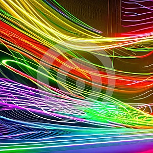 1606 Abstract Neon Lights: A visually captivating background featuring abstract neon lights in vibrant colors, creating a sense