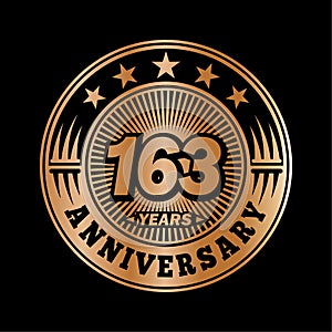 163 years anniversary celebration. 163rd anniversary logo design. 163years logo.