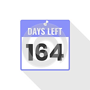 164 Days Left Countdown sales icon. 164 days left to go Promotional banner