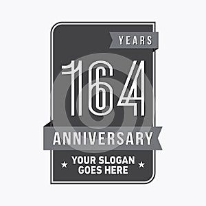 164 years celebrating anniversary design template. 164th logo. Vector and illustration.