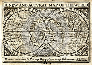 1646 Petrus Kaerius World Map in Hemispheres