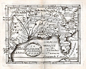 1663 Duval Map of the Southern United States