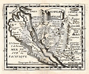 1663 Duval Map of Spanish New Mexico and California Island