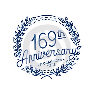 169 years anniversary celebration with laurel wreath. 169th anniversary logo.