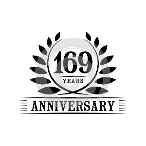 169 years anniversary celebration logo. 169th anniversary luxury design template. Vector and illustration.
