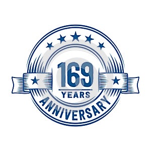169 years anniversary celebration logotype. 169th years logo. Vector and illustration.