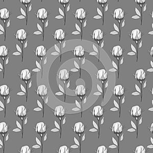 1697 pattern buttons, seamless pattern in romantic style, ornament with roses, wedding background, in gray monochrome colors