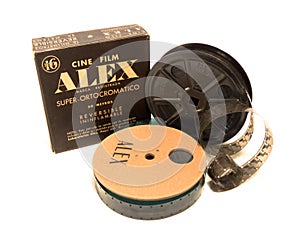 16mm Alex box, film and reel EDITORIAL